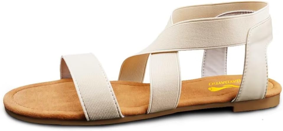 Women's Elastic Strap Flat Sandals - Stretch Ankle Band with Flat Sole for Everyday Summer Wear - 6