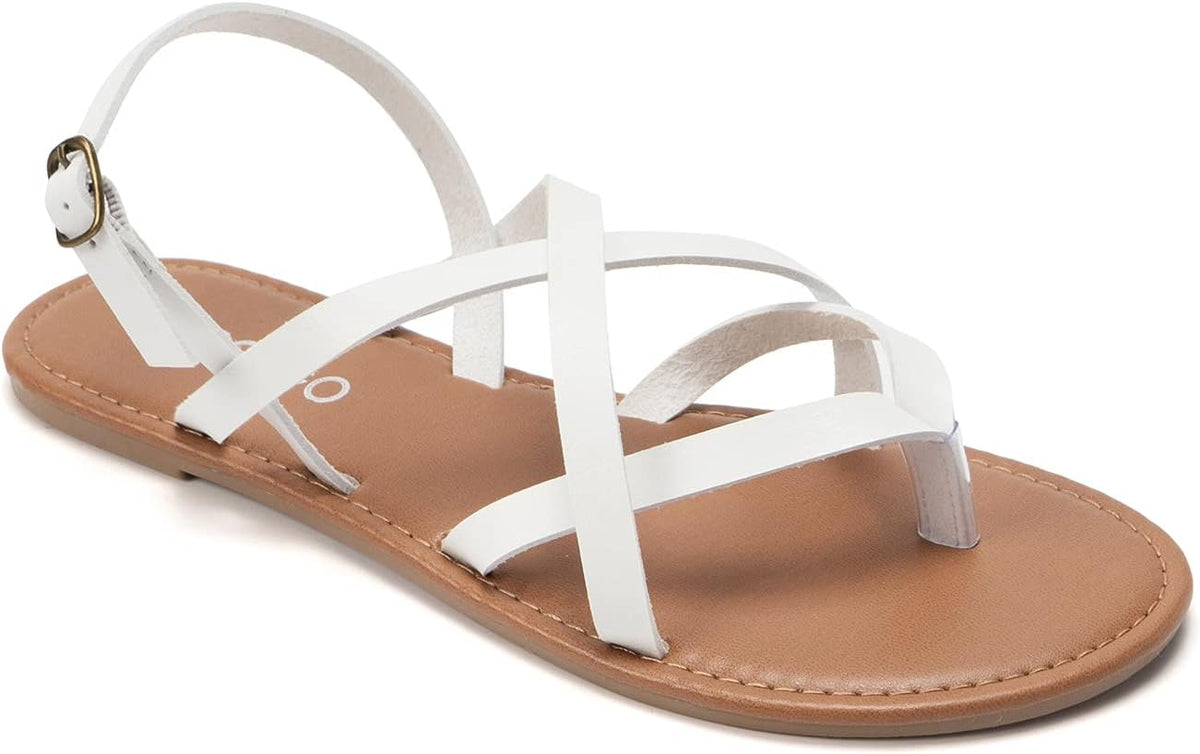 Women's Strappy Gladiator Flat Sandals - Adjustable Slingback with Open Toe for Casual Summer Wear - 6