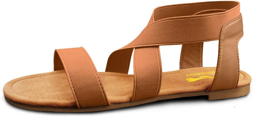 Women's Elastic Strap Flat Sandals - Stretch Ankle Band with Flat Sole for Everyday Summer Wear - 7