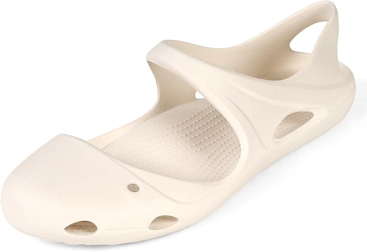 Women's Lightweight Slide Sandals - Single Band Flat Sole Slip On Pair in Navy or White for Summer Errands - 6