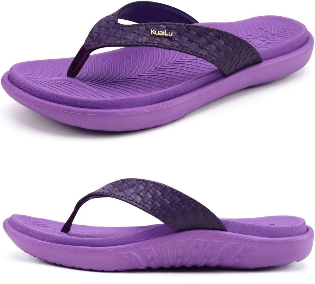 Women's Cushioned Thong Sandals - Yoga Mat Footbed with Arch Support for Indoor and Outdoor Summer Wear - 6