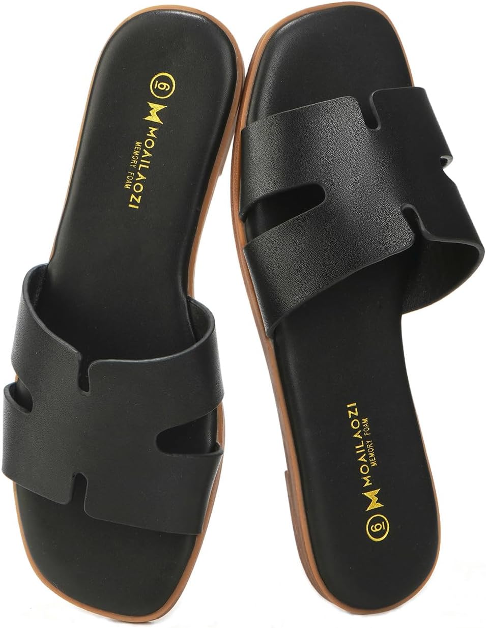 Women's Dressy Flat Slide Sandals - Slip On Band with Memory Foam Support for Beach and Summer Outings - Beige