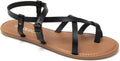Women's Strappy Gladiator Flat Sandals - Adjustable Slingback with Open Toe for Casual Summer Wear - 7