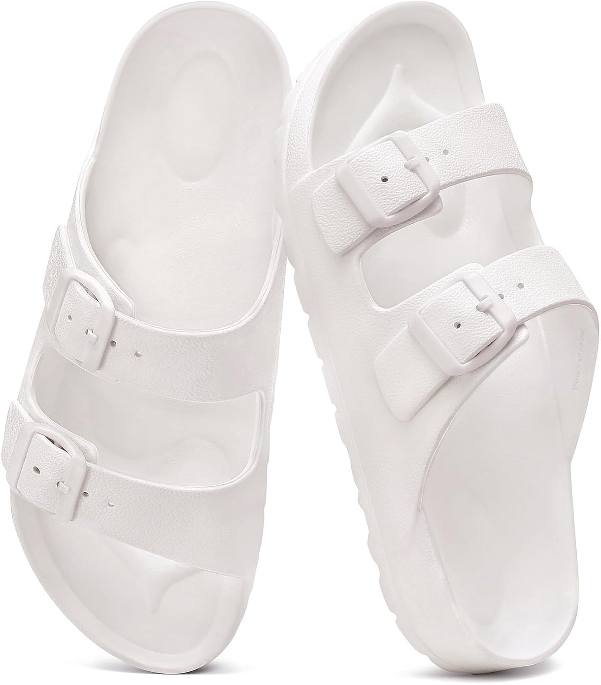 Women's EVA Beach Slide Sandals - Waterproof Double Buckle Straps with Medium Arch Support and Cushioned Sole - 6