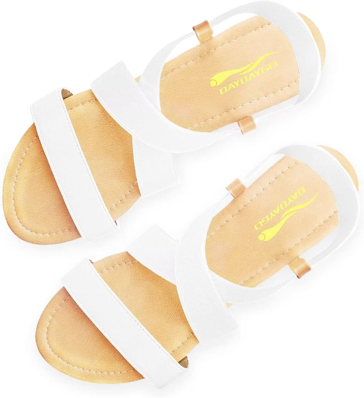 Women's Elastic Strap Flat Sandals - Stretch Ankle Band with Flat Sole for Everyday Summer Wear - 7