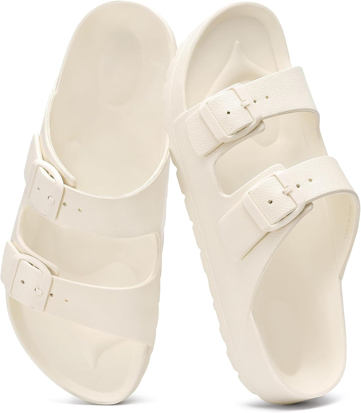 Women's EVA Beach Slide Sandals - Waterproof Double Buckle Straps with Medium Arch Support and Cushioned Sole - 6