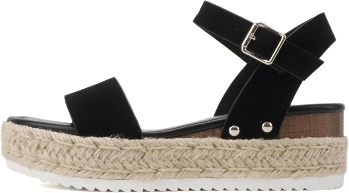 Women's Platform Espadrille Sandals - Open Toe with Ankle Strap and Jute Wrapped Sole for Summer - 7