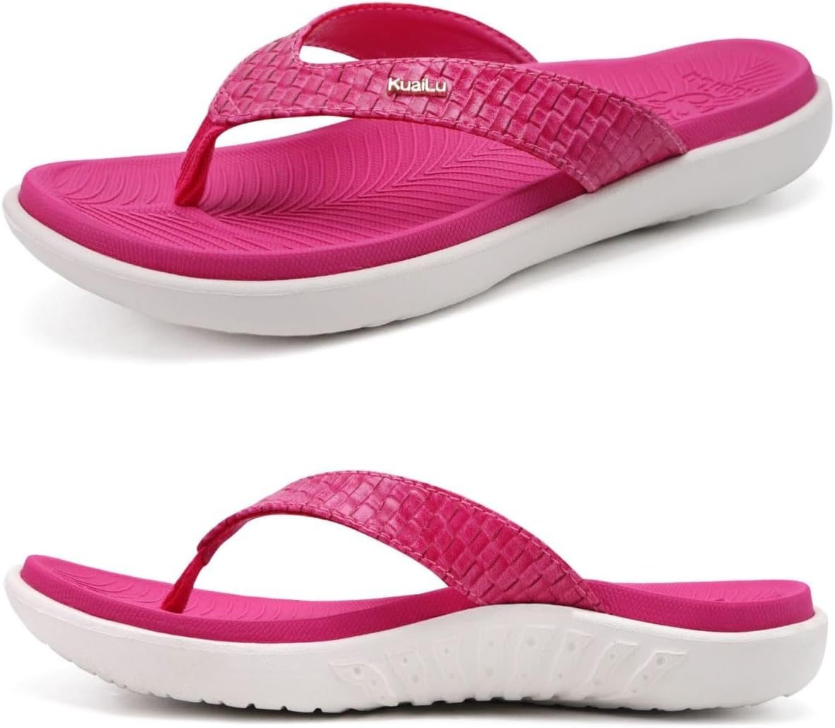 Women's Cushioned Thong Sandals - Yoga Mat Footbed with Arch Support for Indoor and Outdoor Summer Wear - 6