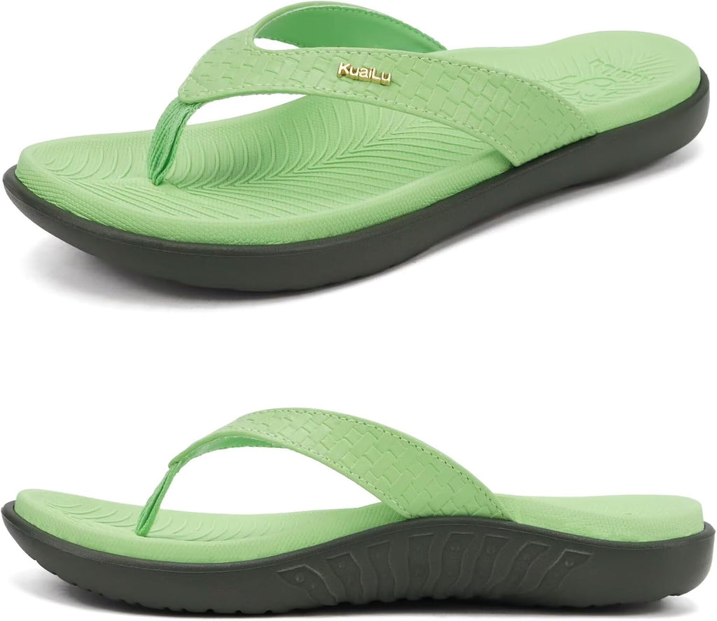 Women's Cushioned Thong Sandals - Yoga Mat Footbed with Arch Support for Indoor and Outdoor Summer Wear - 8