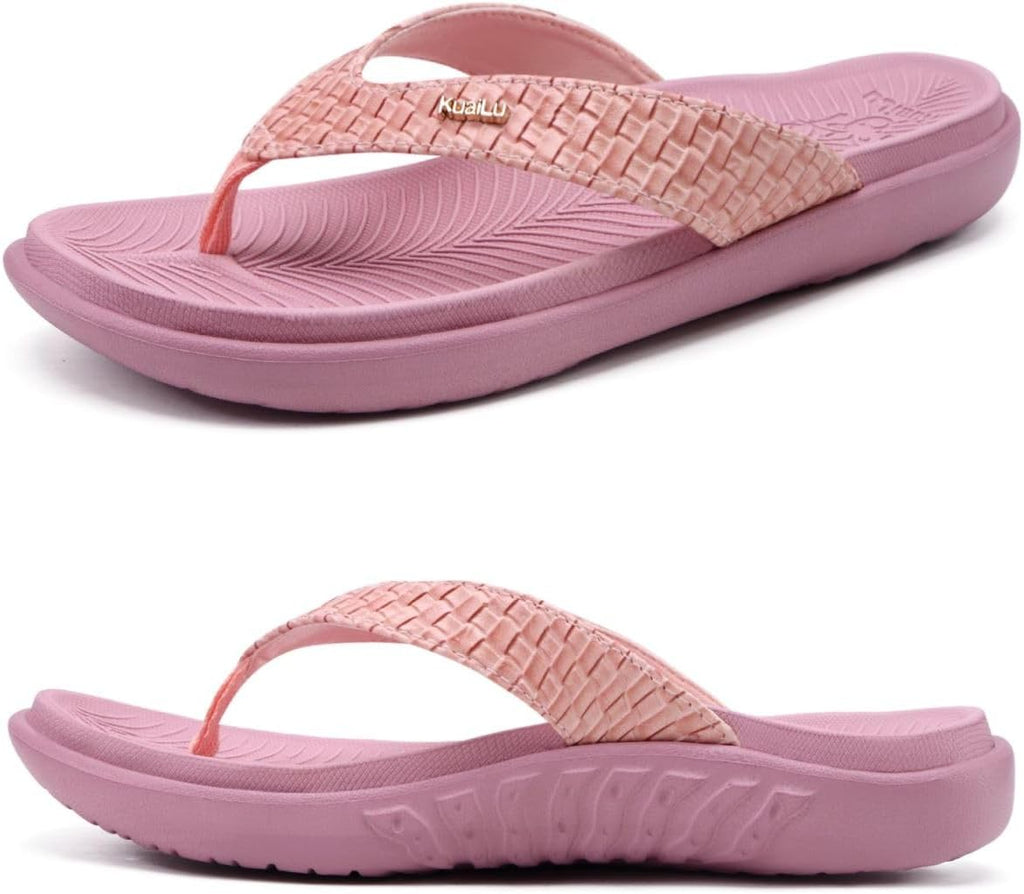 Women's Cushioned Thong Sandals - Yoga Mat Footbed with Arch Support for Indoor and Outdoor Summer Wear - 6