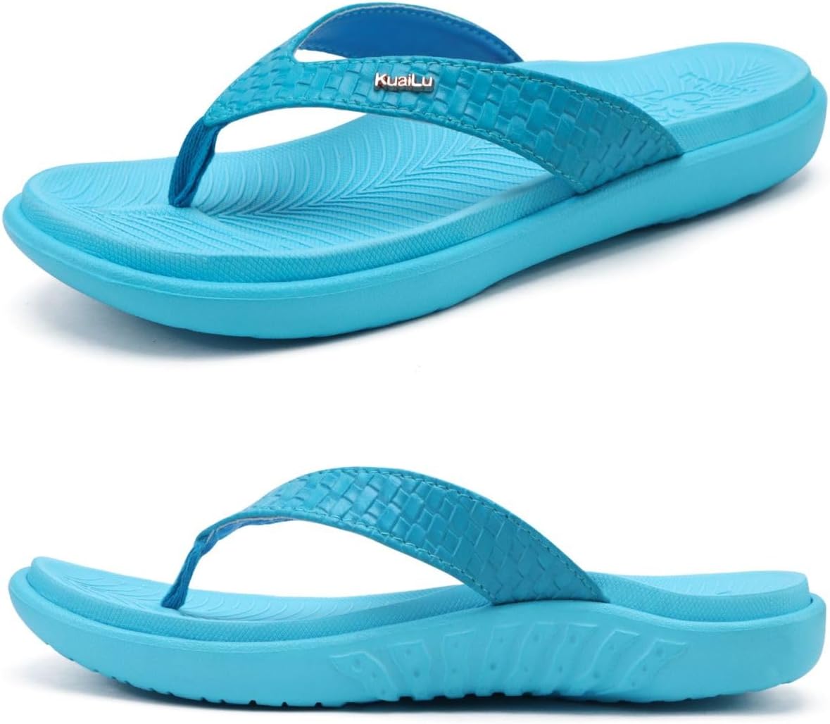 Women's Cushioned Thong Sandals - Yoga Mat Footbed with Arch Support for Indoor and Outdoor Summer Wear - 8