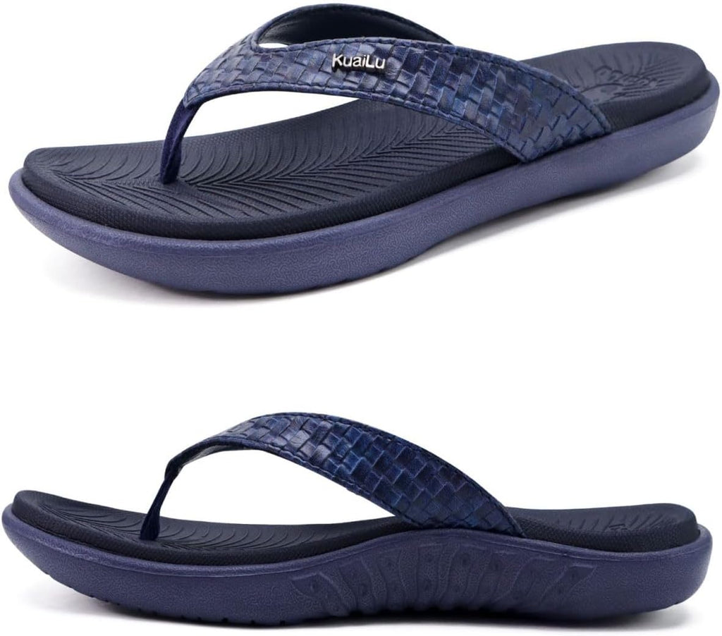 Women's Cushioned Thong Sandals - Yoga Mat Footbed with Arch Support for Indoor and Outdoor Summer Wear - 8