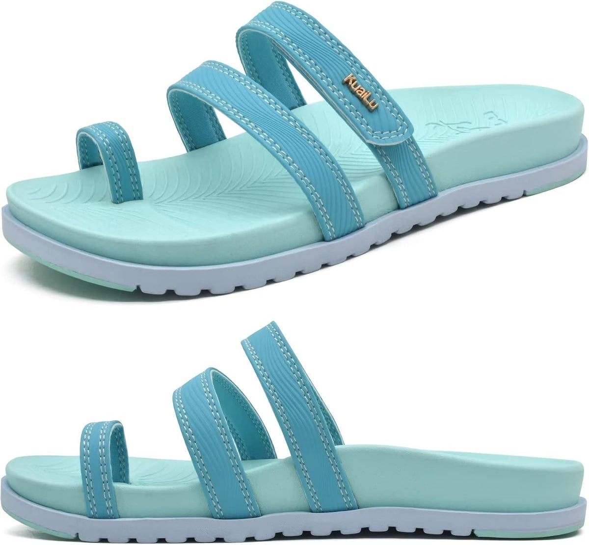 Women's Yoga Mat Cushioned Slide Sandals - Adjustable Strap with Arch Support for Plantar Fasciitis and Beach Walks - 6