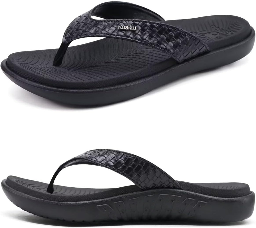 Women's Cushioned Thong Sandals - Yoga Mat Footbed with Arch Support for Indoor and Outdoor Summer Wear - 6
