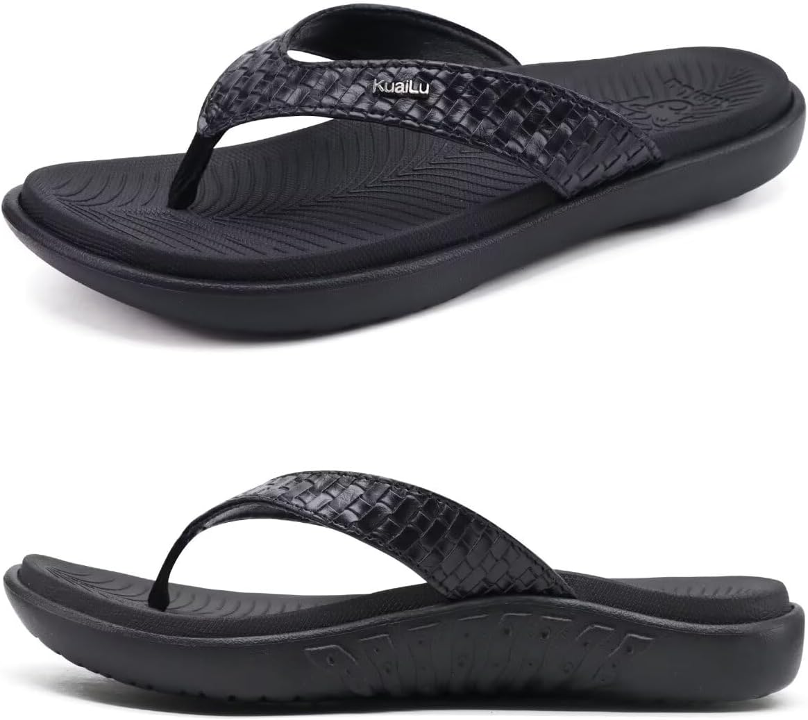Women's Cushioned Thong Sandals - Yoga Mat Footbed with Arch Support for Indoor and Outdoor Summer Wear - 6