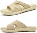 Women's Thick Cushioned Slide Sandals - Orthotic Yoga Mat Footbed with Arch Support for Walking - Beige