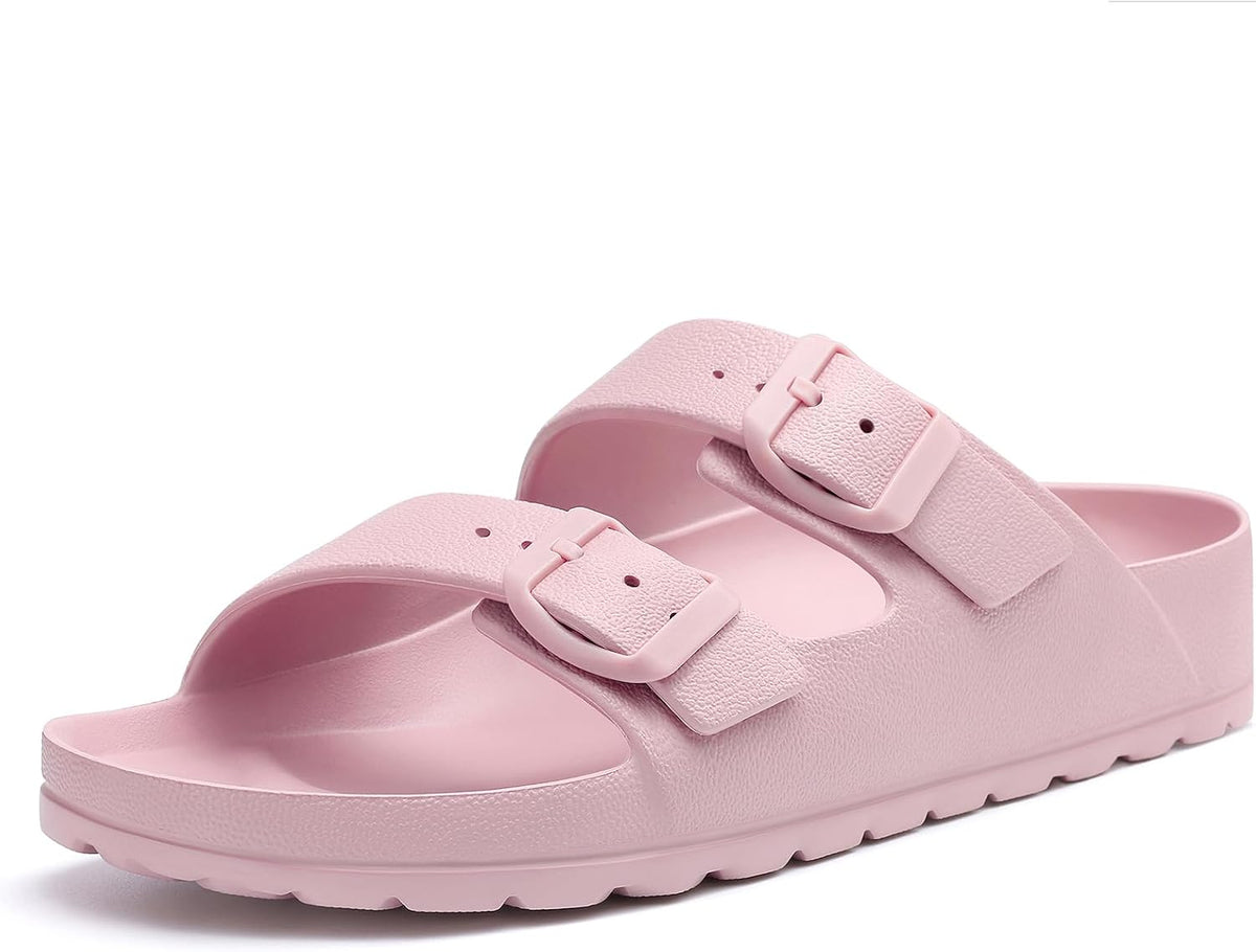 Women's EVA Pool Slide Sandals - Waterproof Buckle Straps with Medium Arch Support for Beach and Home Wear - 8.5