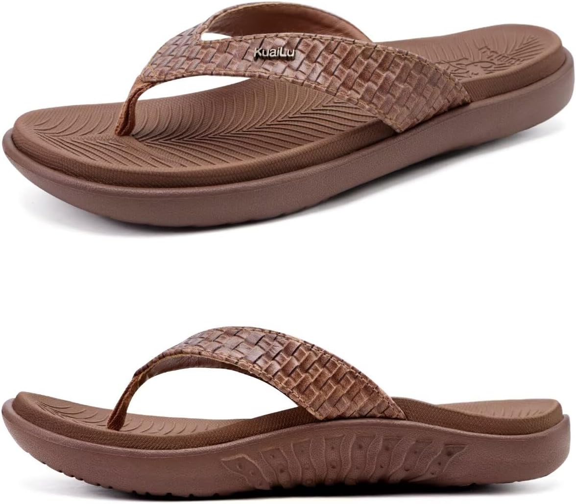 Women's Cushioned Thong Sandals - Yoga Mat Footbed with Arch Support for Indoor and Outdoor Summer Wear - 8