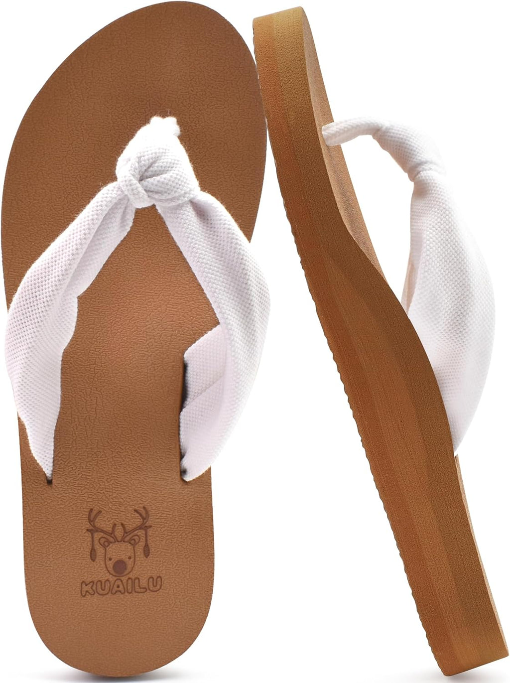 Women's Beach Thong Flip Flops - Yoga Mat Cushioned Footbed with Arch Support for Summer Walking - 7