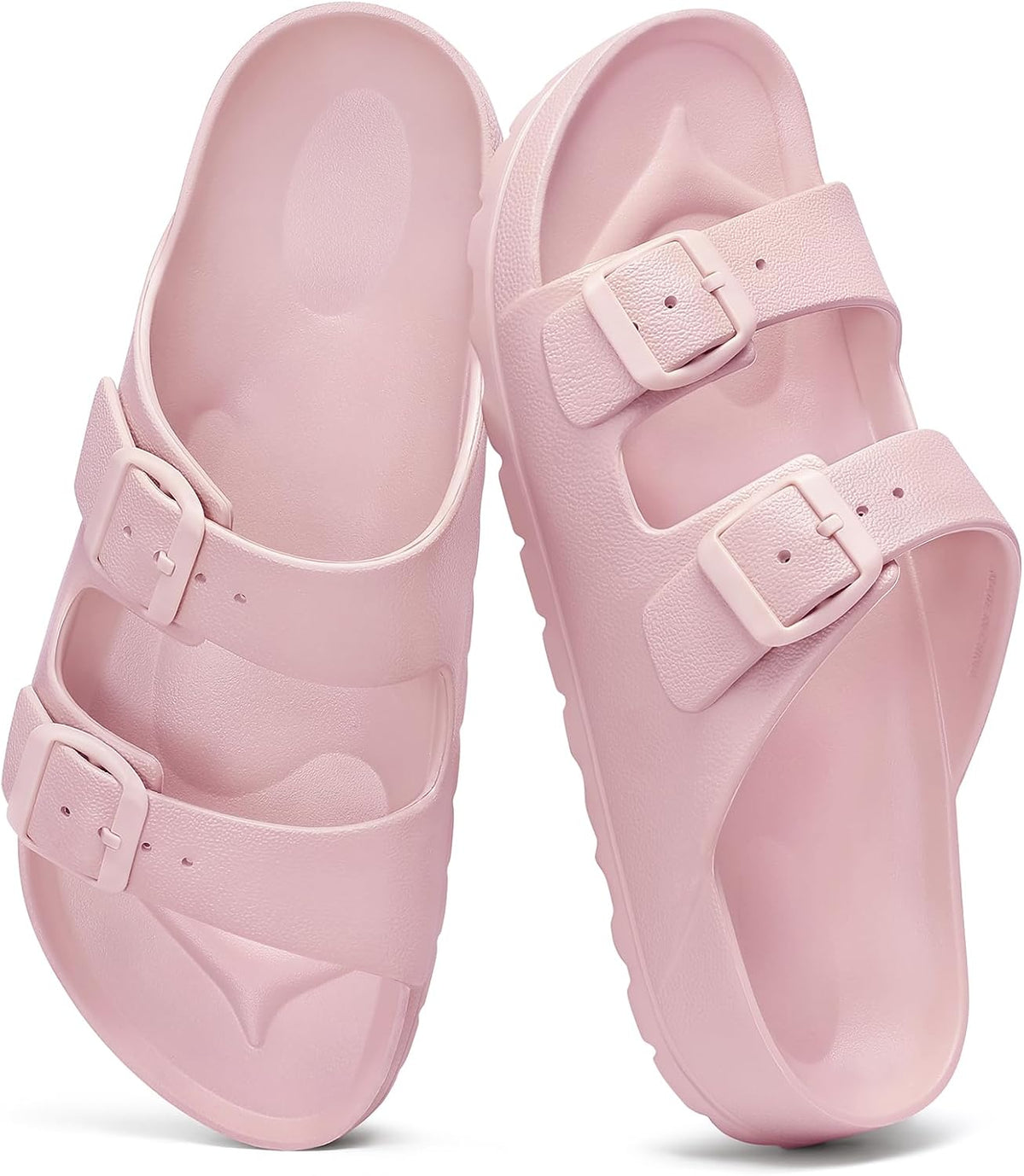 Women's EVA Beach Slide Sandals - Waterproof Double Buckle Straps with Medium Arch Support and Cushioned Sole - 6
