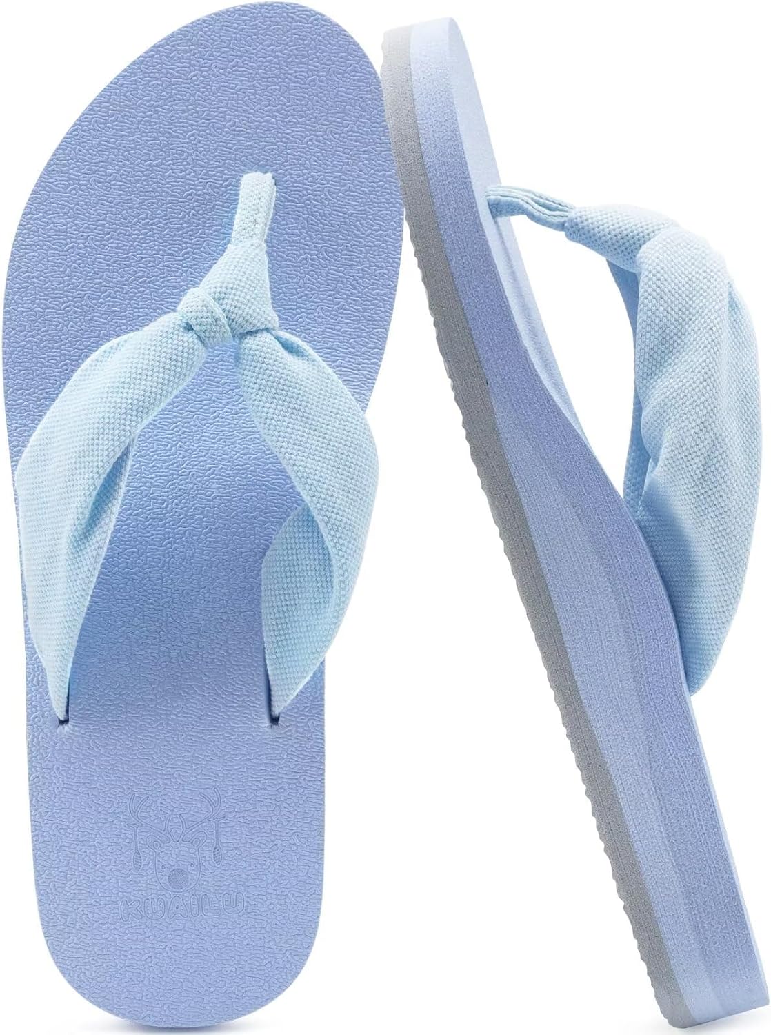 Women's Beach Thong Flip Flops - Yoga Mat Cushioned Footbed with Arch Support for Summer Walking - 9