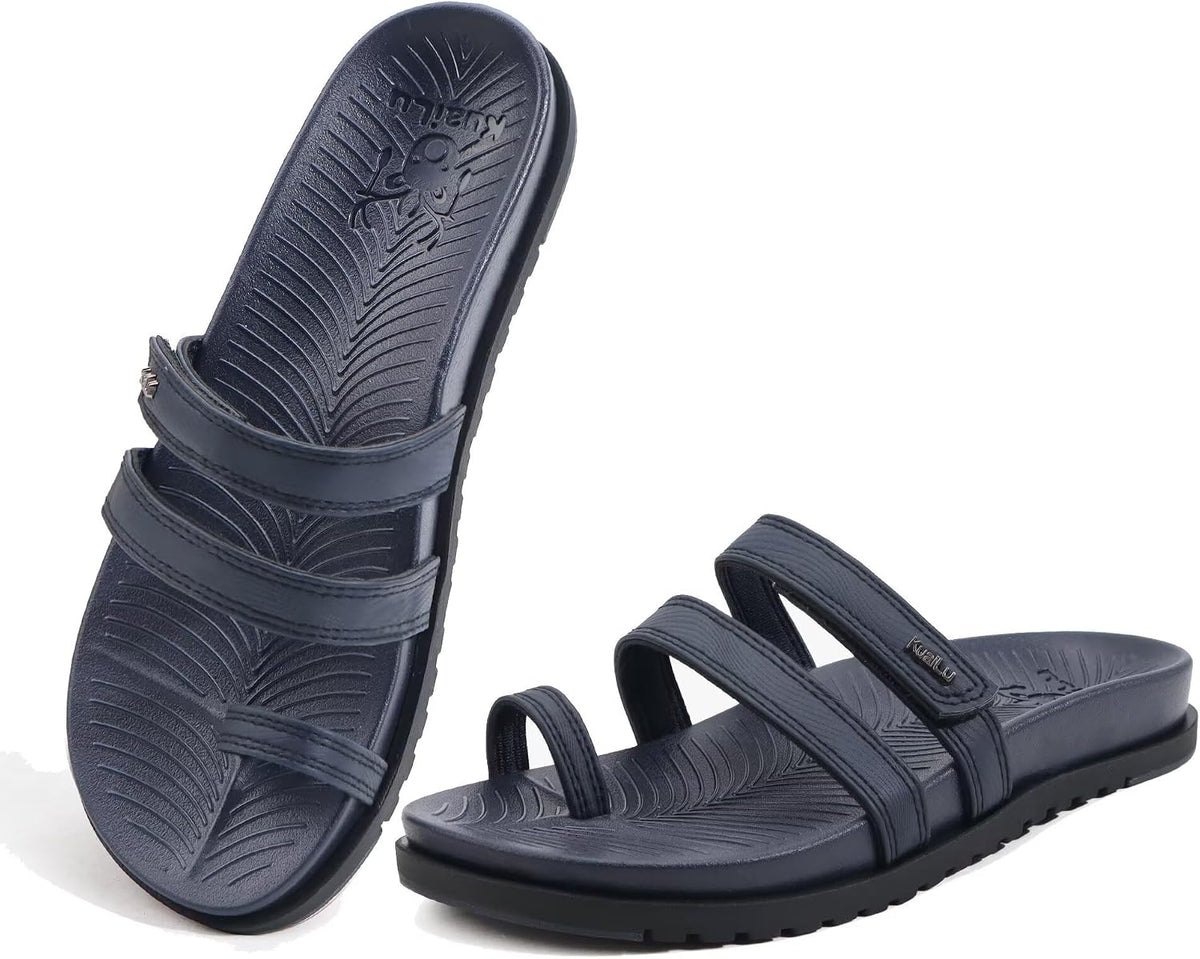 Women's Yoga Mat Cushioned Slide Sandals - Adjustable Strap with Arch Support for Plantar Fasciitis and Beach Walks - 6