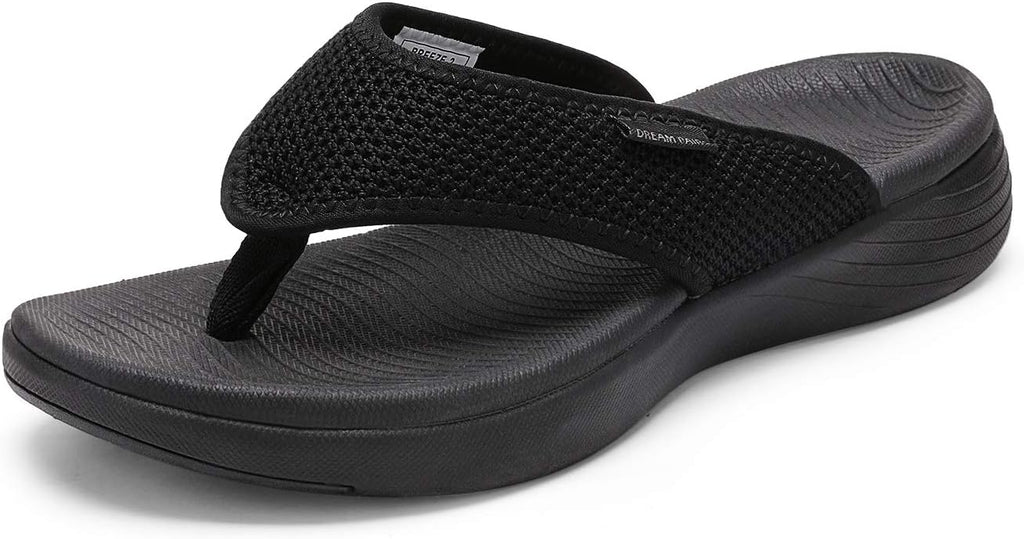 Women's Cushioned Arch Support Flip Flops - Breathable Thong Straps with Non Slip Outsole for Travel - 10
