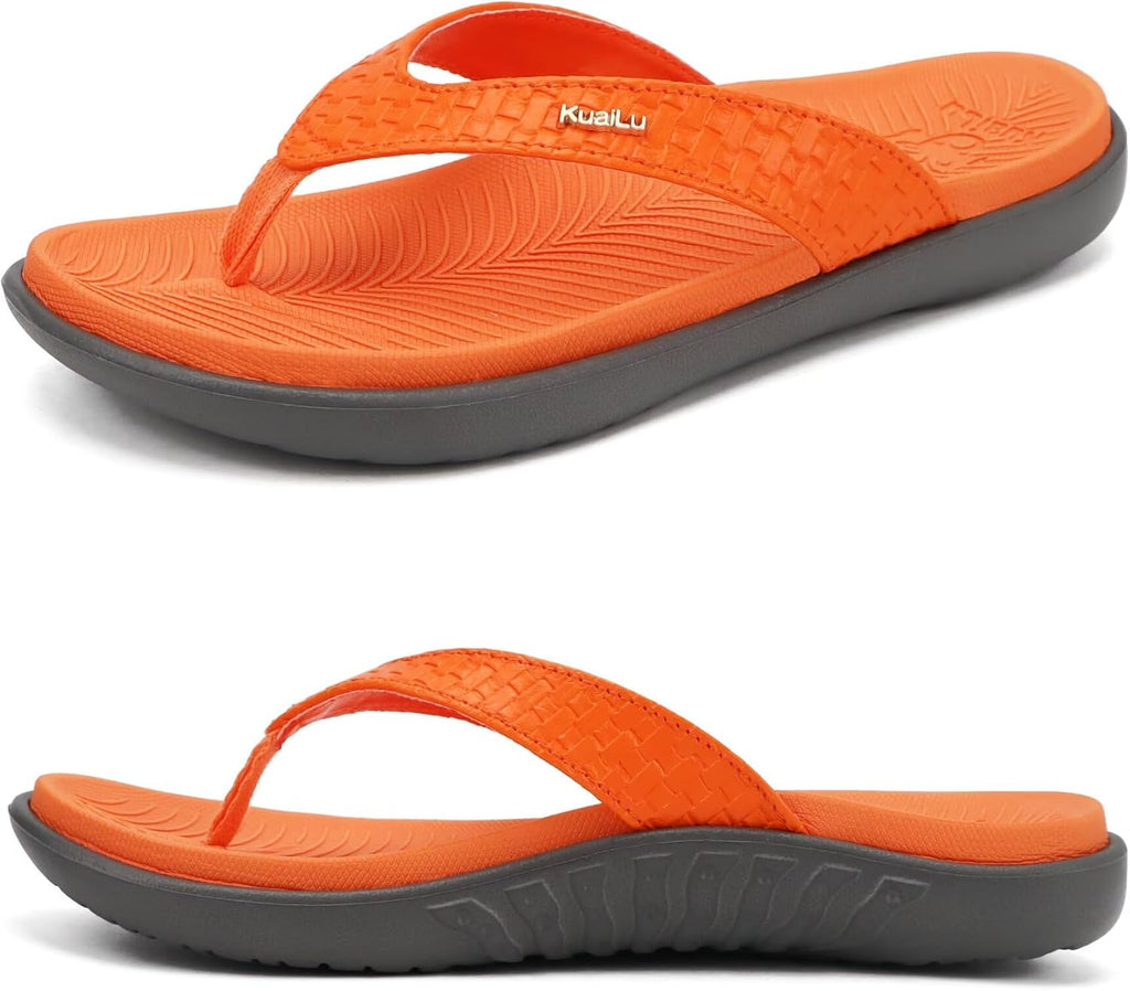 Women's Cushioned Thong Sandals - Yoga Mat Footbed with Arch Support for Indoor and Outdoor Summer Wear - 8