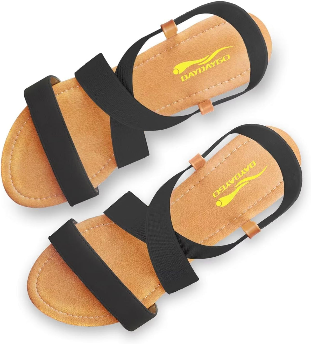 Women's Elastic Strap Flat Sandals - Stretch Ankle Band with Flat Sole for Everyday Summer Wear - 6