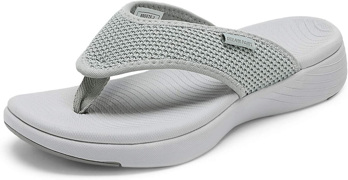 Women's Cushioned Arch Support Flip Flops - Breathable Thong Straps with Non Slip Outsole for Travel - 10