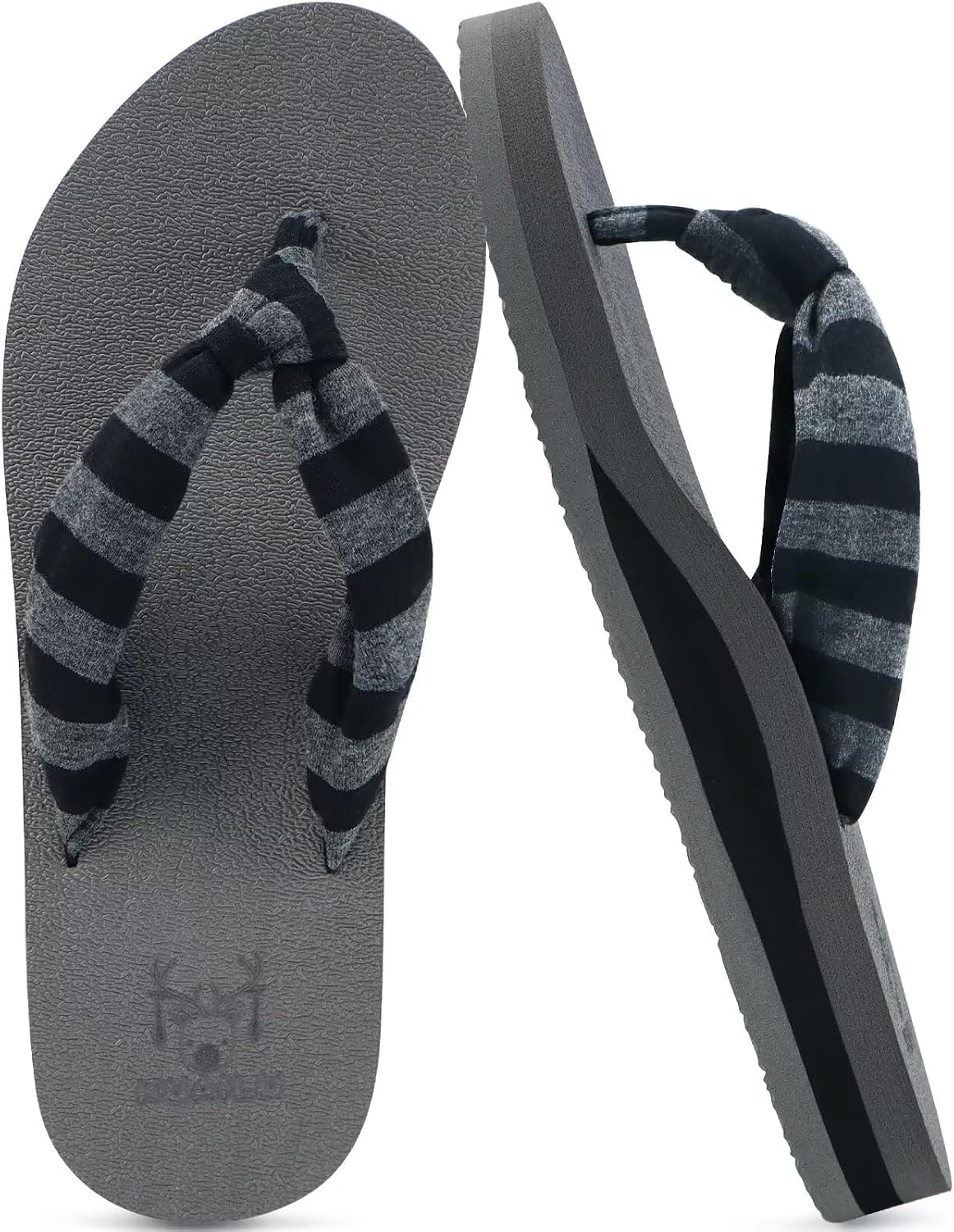 Women's Beach Thong Flip Flops - Yoga Mat Cushioned Footbed with Arch Support for Summer Walking - 6