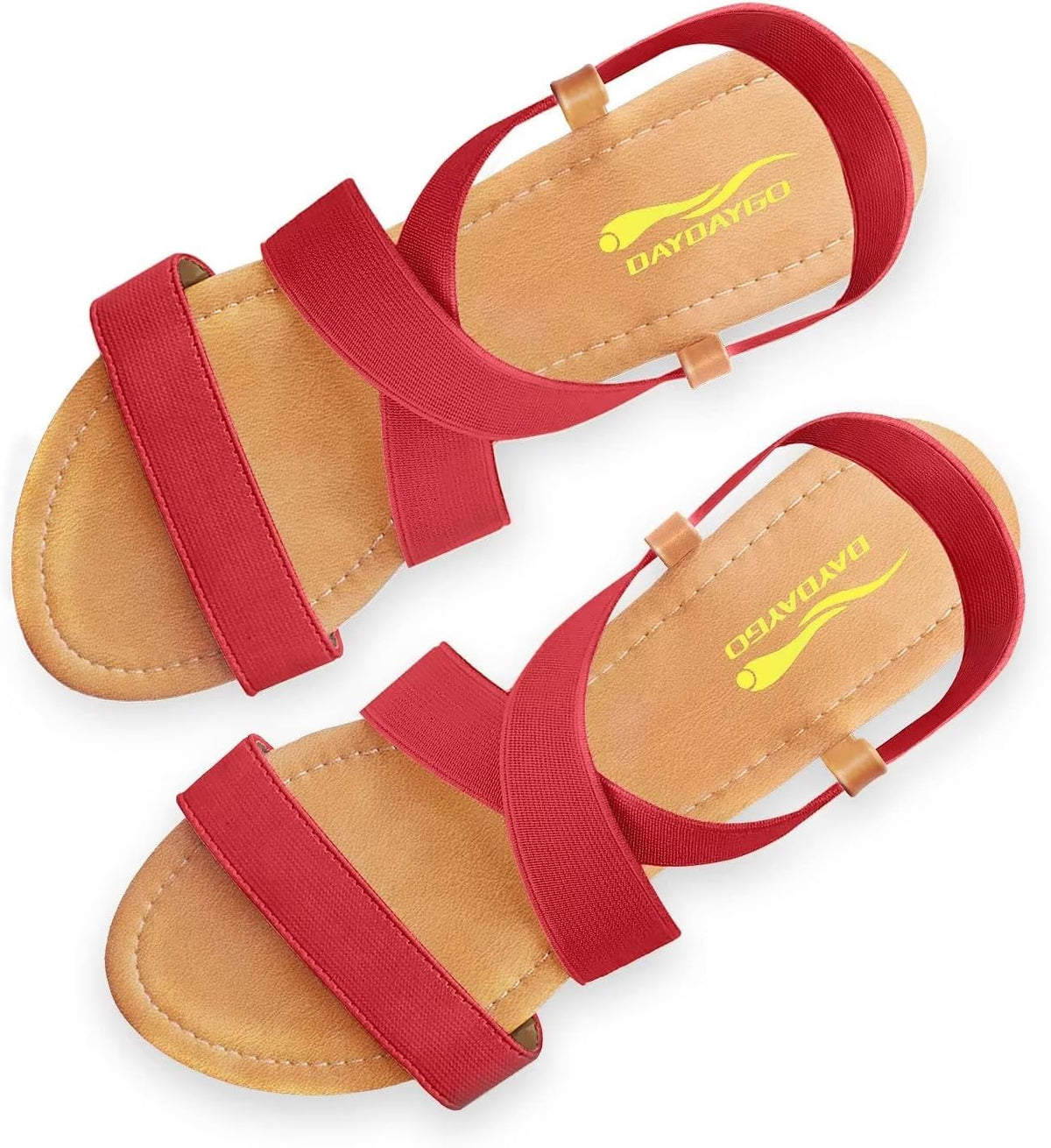 Women's Elastic Strap Flat Sandals - Stretch Ankle Band with Flat Sole for Everyday Summer Wear - 7