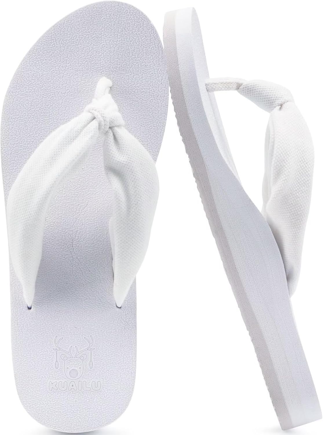 Women's Beach Thong Flip Flops - Yoga Mat Cushioned Footbed with Arch Support for Summer Walking - 9