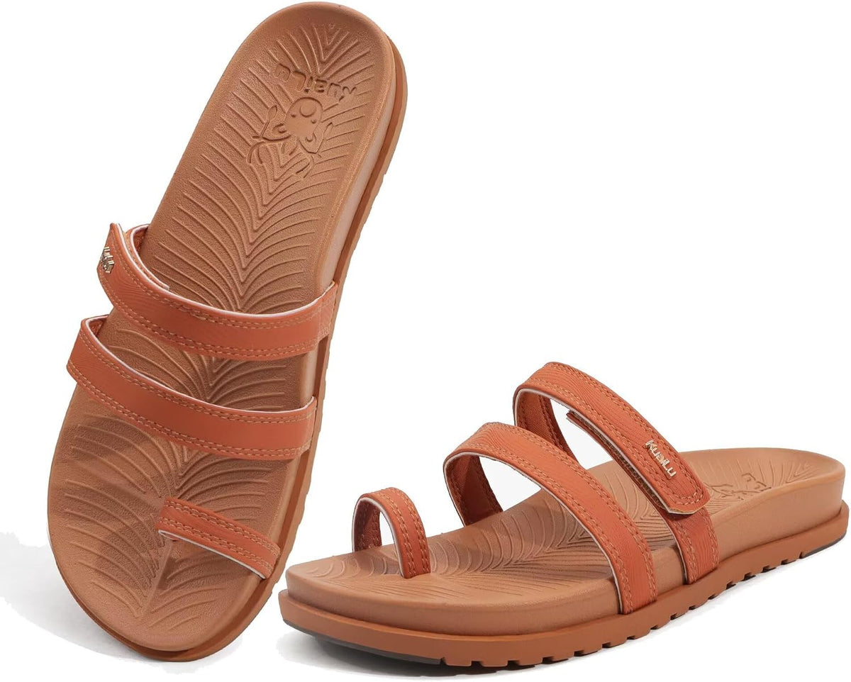 Women's Yoga Mat Cushioned Slide Sandals - Adjustable Strap with Arch Support for Plantar Fasciitis and Beach Walks - 6