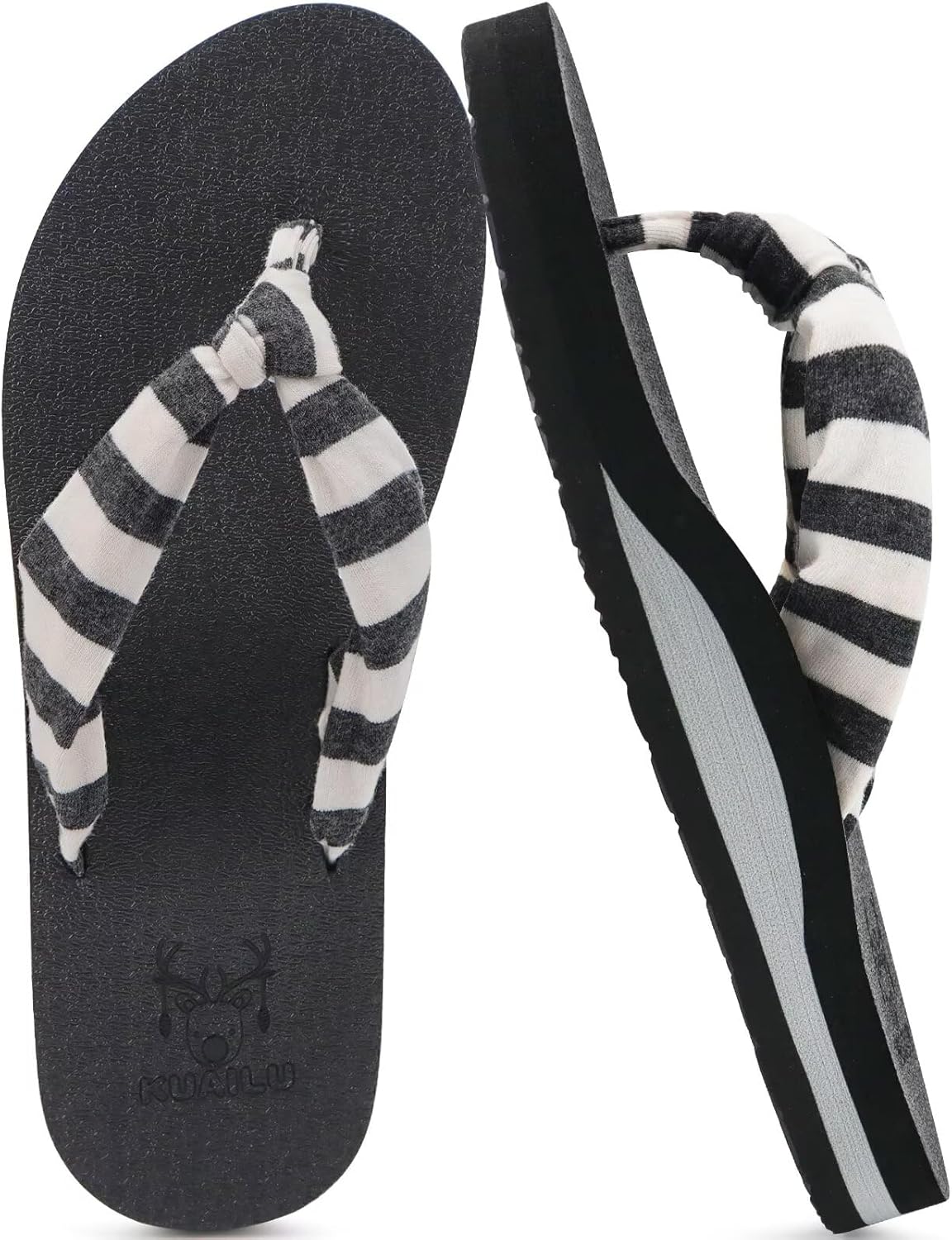 Women's Beach Thong Flip Flops - Yoga Mat Cushioned Footbed with Arch Support for Summer Walking - 8