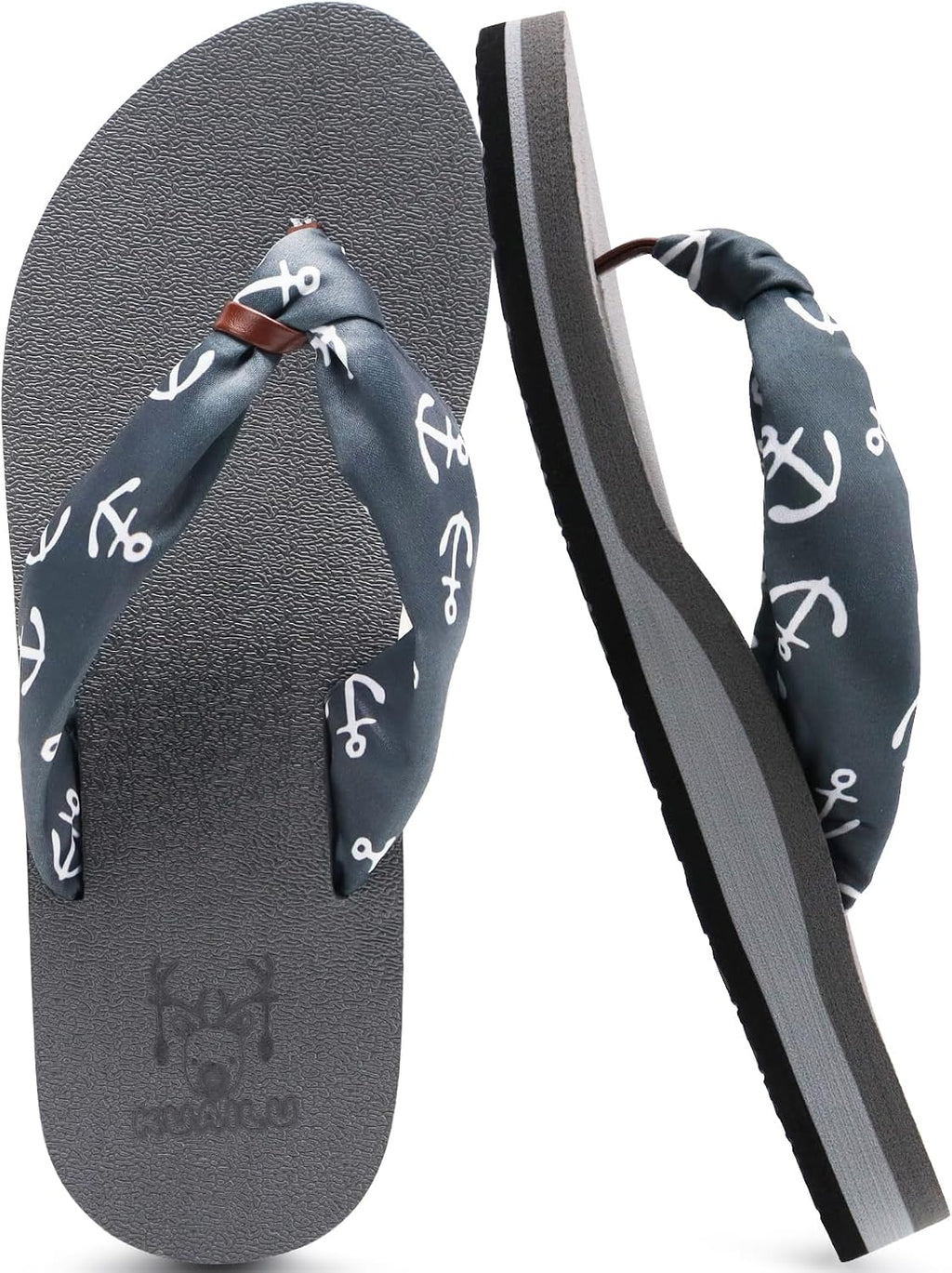 Women's Beach Thong Flip Flops - Yoga Mat Cushioned Footbed with Arch Support for Summer Walking - 8