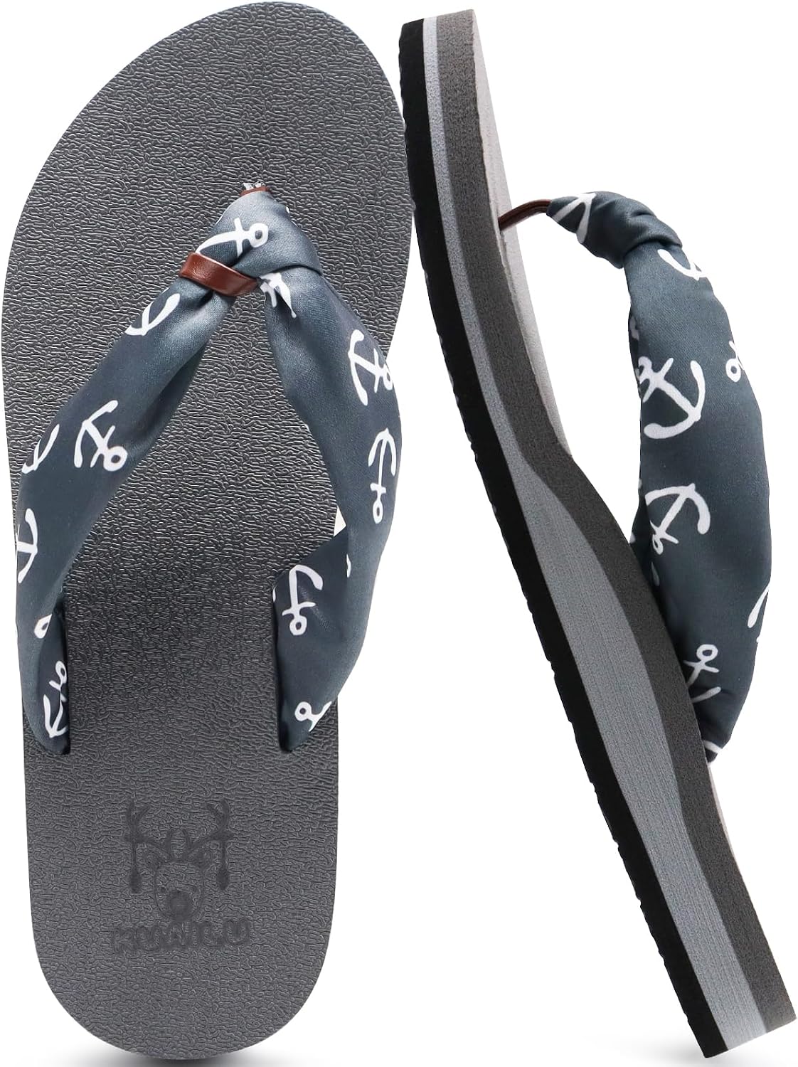 Women's Beach Thong Flip Flops - Yoga Mat Cushioned Footbed with Arch Support for Summer Walking - 8