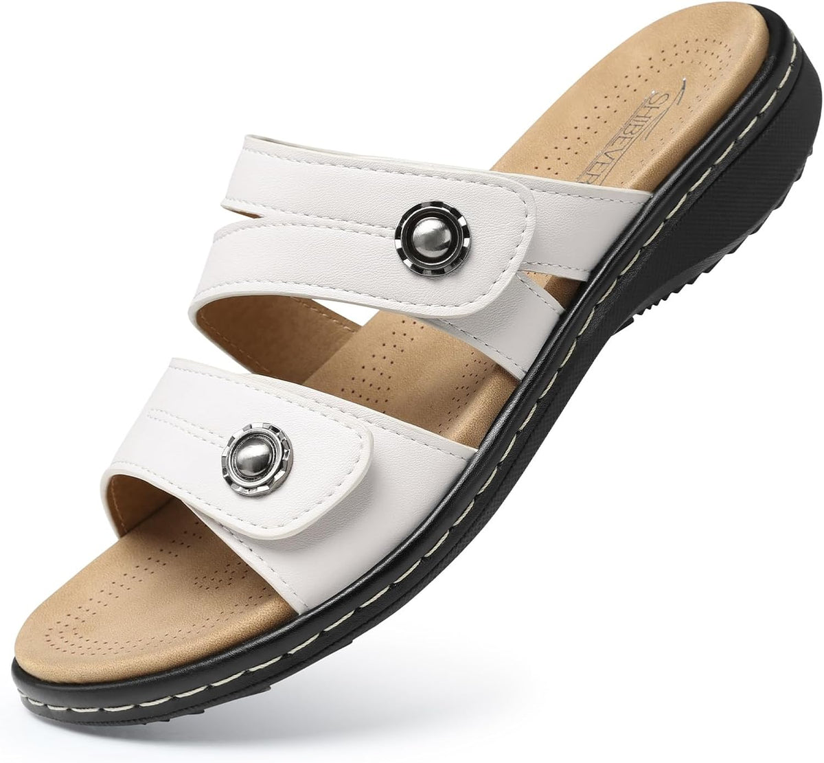 Women's Orthopedic Flat Sandals - Arch Support Footbed with Adjustable Straps for Wide Feet and Standing Days - 7