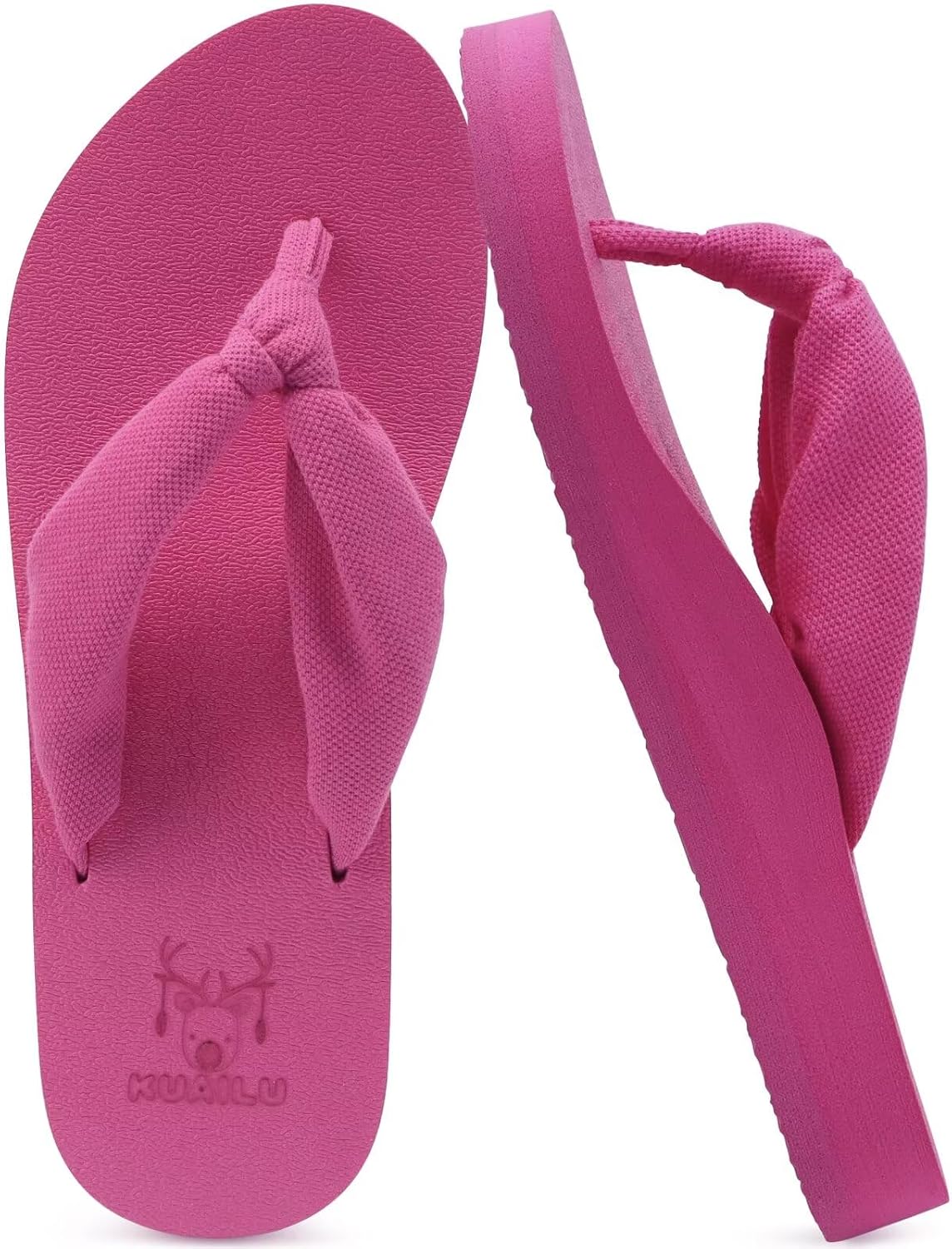 Women's Beach Thong Flip Flops - Yoga Mat Cushioned Footbed with Arch Support for Summer Walking - 8