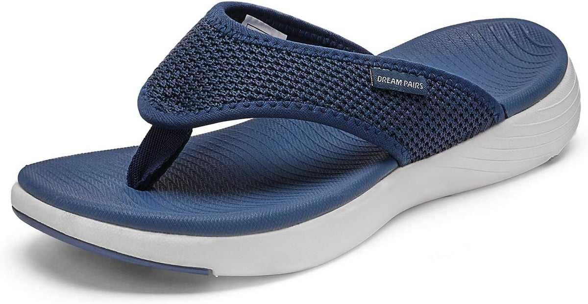 Women's Cushioned Arch Support Flip Flops - Breathable Thong Straps with Non Slip Outsole for Travel - 10