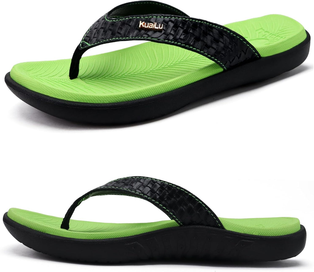 Women's Cushioned Thong Sandals - Yoga Mat Footbed with Arch Support for Indoor and Outdoor Summer Wear - 6