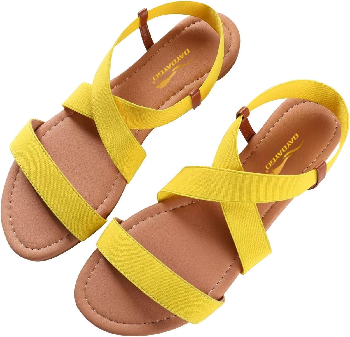 Women's Elastic Strap Flat Sandals - Stretch Ankle Band with Flat Sole for Everyday Summer Wear - 6
