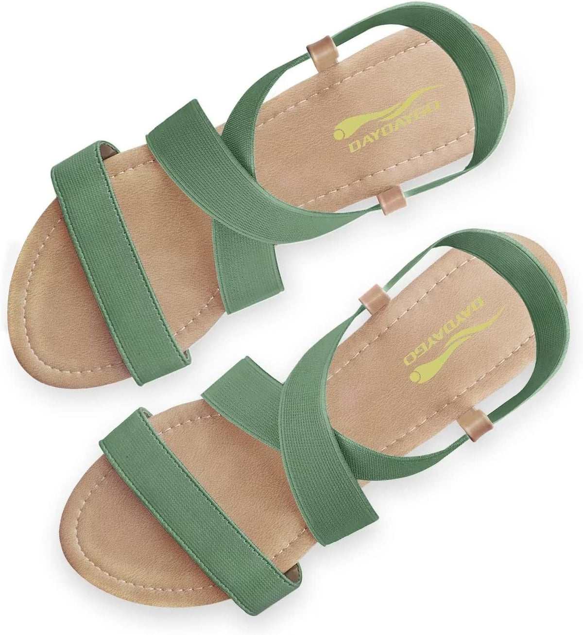 Women's Elastic Strap Flat Sandals - Stretch Ankle Band with Flat Sole for Everyday Summer Wear - 6