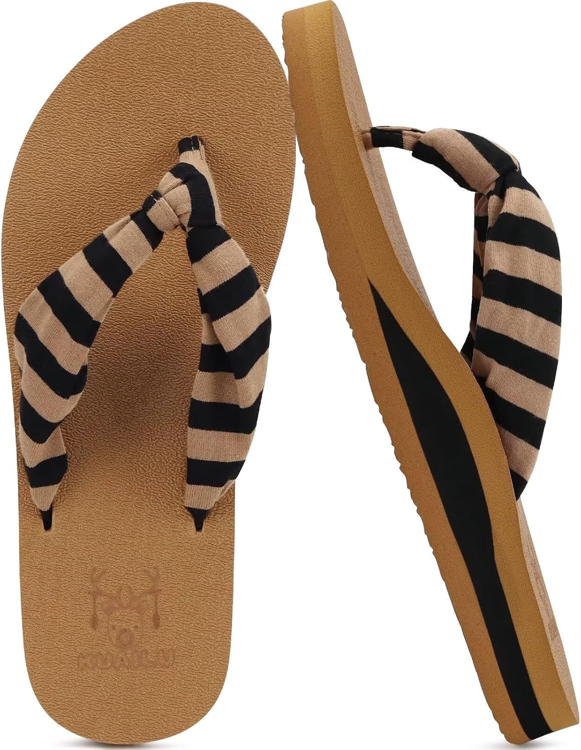 Women's Beach Thong Flip Flops - Yoga Mat Cushioned Footbed with Arch Support for Summer Walking - 6