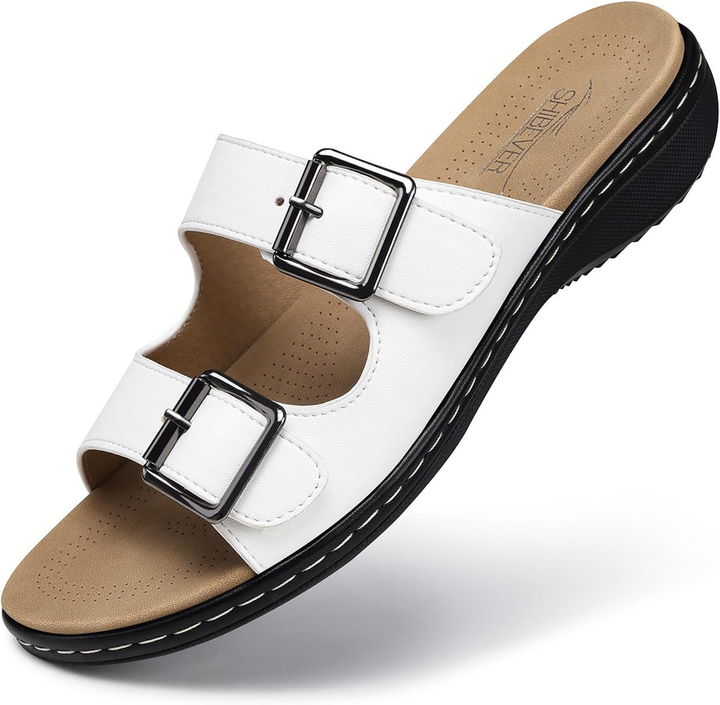 Women's Orthopedic Flat Sandals - Arch Support Footbed with Adjustable Straps for Wide Feet and Standing Days - 7