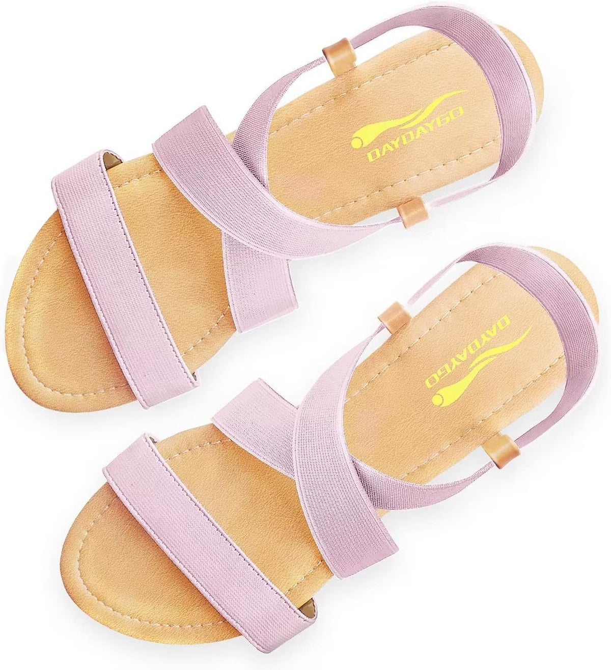 Women's Elastic Strap Flat Sandals - Stretch Ankle Band with Flat Sole for Everyday Summer Wear - 8