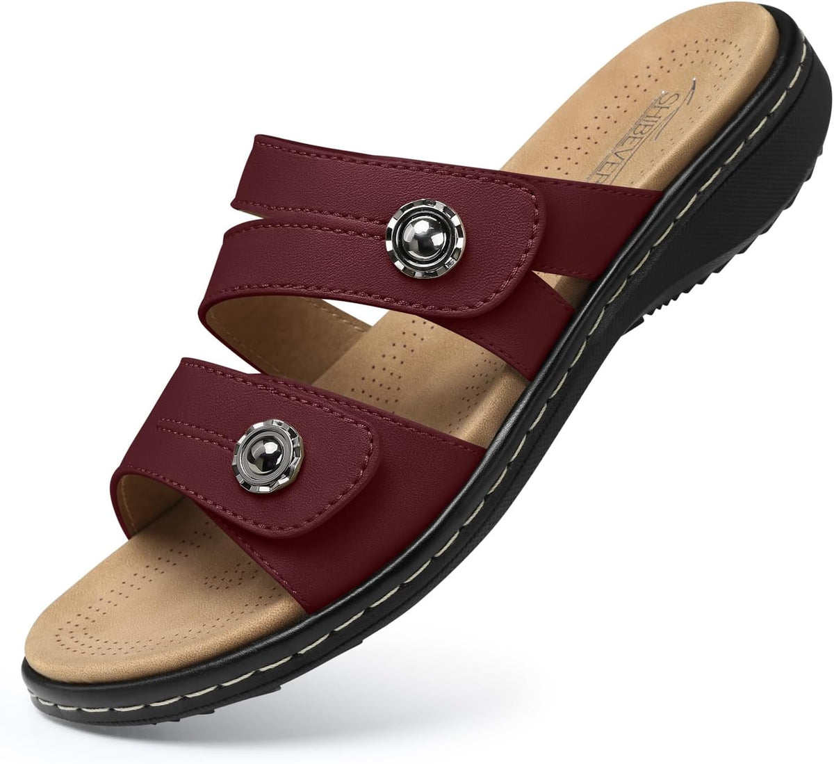 Women's Orthopedic Flat Sandals - Arch Support Footbed with Adjustable Straps for Wide Feet and Standing Days - 7