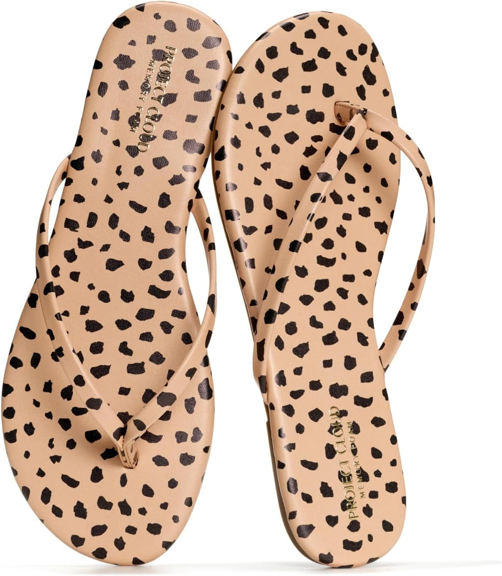 Women's Memory Foam Flip Flops - Lightweight Thong Sandals with Non Slip Sole for Everyday Beach Wear - 7