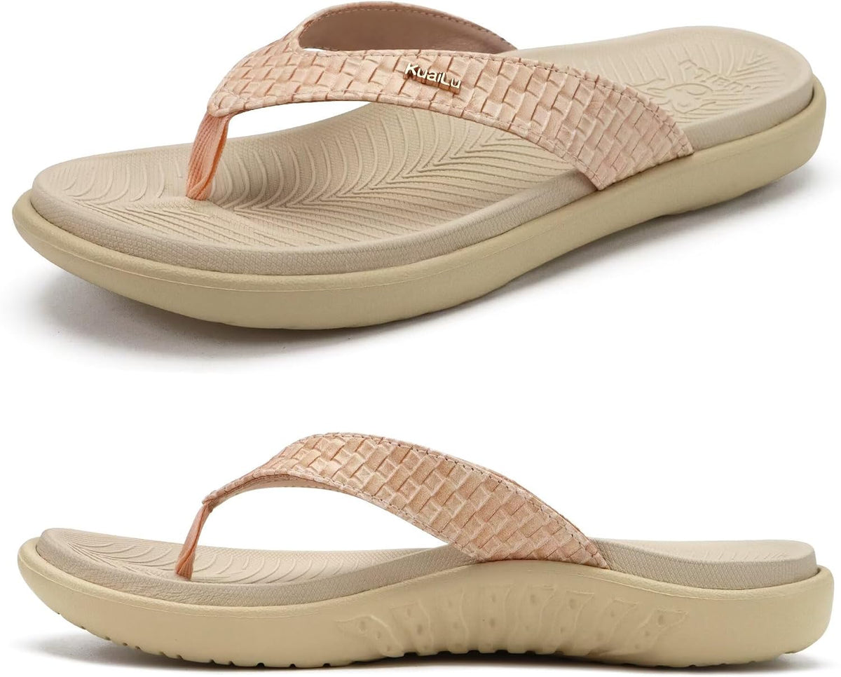 Women's Cushioned Thong Sandals - Yoga Mat Footbed with Arch Support for Indoor and Outdoor Summer Wear - 7