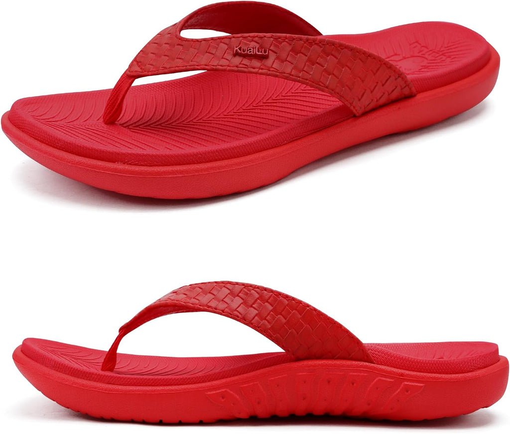 Women's Cushioned Thong Sandals - Yoga Mat Footbed with Arch Support for Indoor and Outdoor Summer Wear - 8